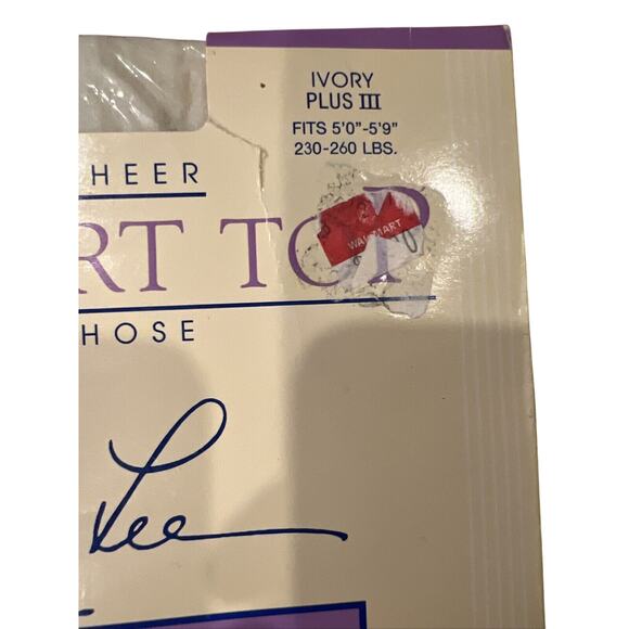 Kathie Lee Comfort Top Lycra Pantyhose Silky Leg Sandalfoot Plus Sz III Ivory - Picture 4 of 7